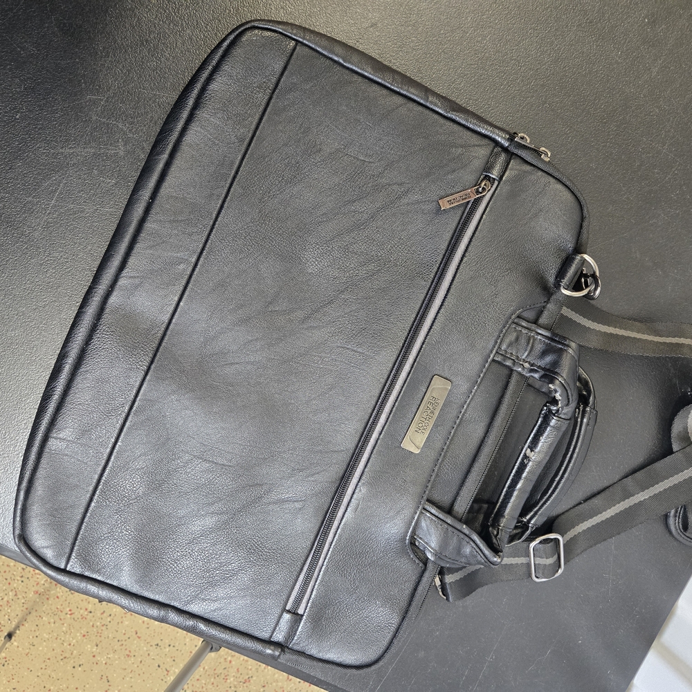 Kenneth Cole Black Leather Laptop Bag